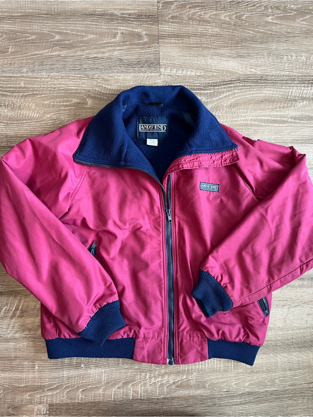 Lands’ End Vintage Pink/Red Bomber Jacket — Women’s L
